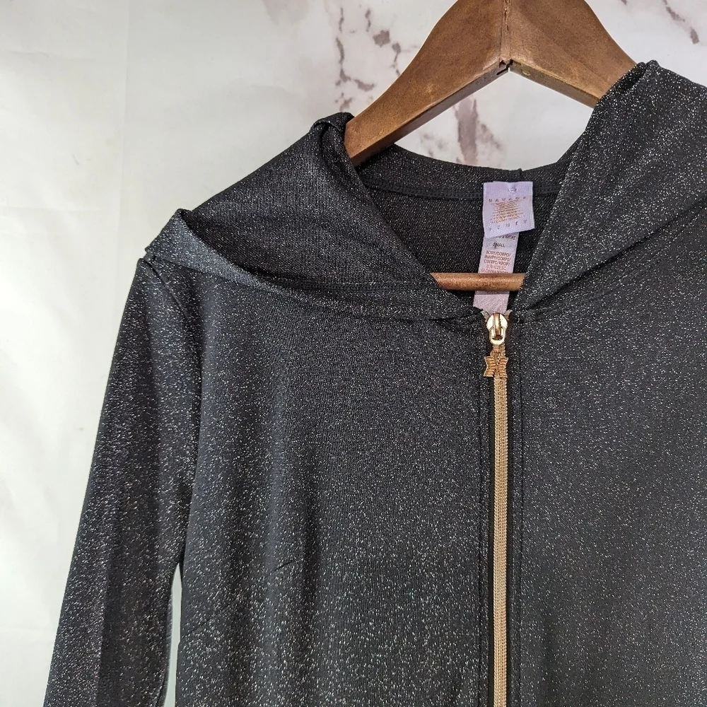 Savage Fenty Jumpsuit Womens Small Black Sparkle Glitter Hooded Sleep And Shine